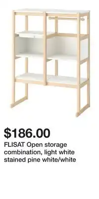 IKEA FLISAT Open storage combination, light white stained pine white/white offer