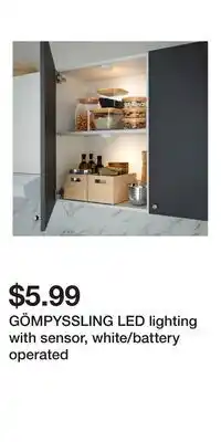 IKEA GÖMPYSSLING LED lighting with sensor, white/battery operated offer