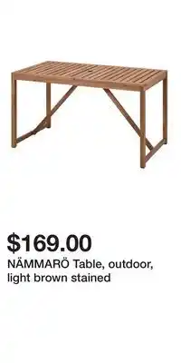 IKEA NÄMMARÖ Table, outdoor, light brown stained offer