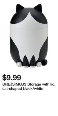 IKEA GREJSIMOJS Storage with lid, cat-shaped black/white offer