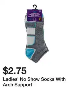Dollarama Ladies' No Show Socks With Arch Support offer