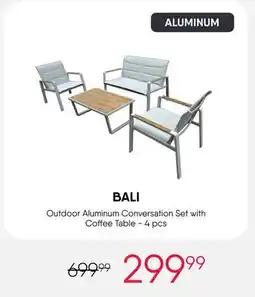 Meubles RD Bali - Outdoor Aluminum Conversation Set with Coffee Table - 4 pcs offer