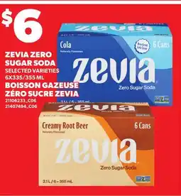 Independent Grocer ZEVIA ZERO SUGAR SODA, 6X335/355 ML offer