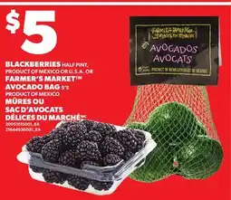 Independent Grocer BLACKBERRIES HALF PINT, OR FARMER'S MARKET AVOCADO BAG, 5'S offer