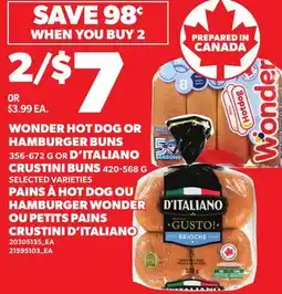 Independent Grocer WONDER HOT DOG OR HAMBURGER BUNS, 356-672 G OR D'ITALIANO CRUSTINI BUNS, 420-568 G offer