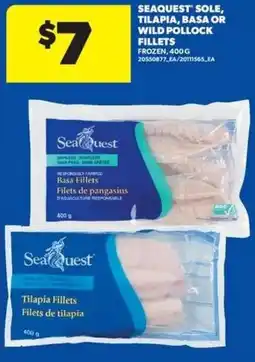 Real Canadian Superstore Seaquest sole, tilapia, basa or wild pollock fillets offer