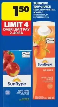Real Canadian Superstore Sunrype 100% juice offer
