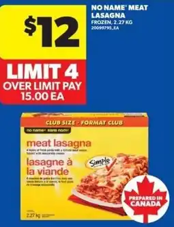 Real Canadian Superstore No name meat lasagna offer
