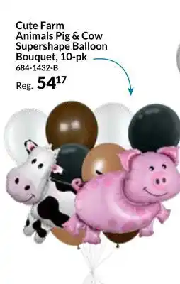 Party City Cute Farm Animals Pig & Cow Supershape Balloon Bouquet, 10-pk offer
