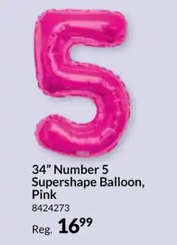 Party City 34 Number 5 Supershape Balloon, Pink offer