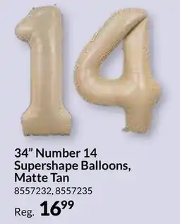Party City 34 Number 14 Supershape Balloons, Matte Tan offer