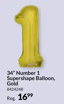 Party City 34 Number 1 Supershape Balloon, Gold offer