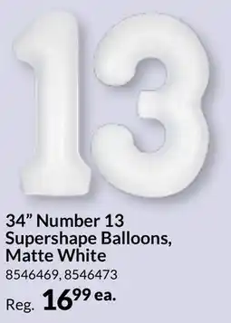 Party City 34 Number 13 Supershape Balloons, Matte White offer