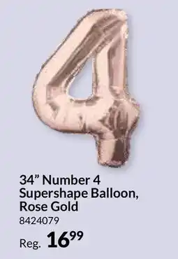 Party City 34 Number 4 Supershape Balloon, Rose Gold offer