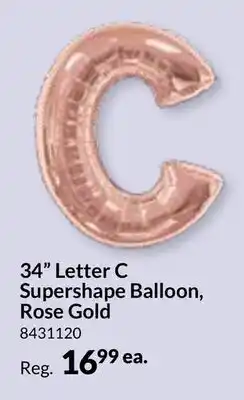 Party City 34 Letter C Supershape Balloon, Rose Gold offer