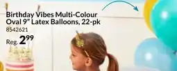 Party City Birthday Vibes Multi-Colour Oval 9 Latex Balloons, 22-pk offer