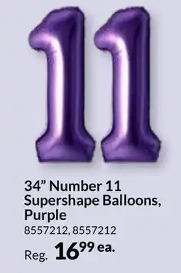 Party City 34 Number 11 Supershape Balloons, Purple offer