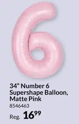 Party City 34 Number 6 Supershape Balloon, Matte Pink offer