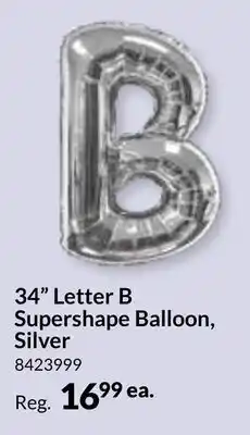 Party City 34 Letter B Supershape Balloon, Silver offer