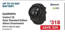Visions Electronics GARMIN Instinct 2S Solar Standard Edition 40mm Smartwatch offer