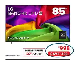 Visions Electronics LG NANO 4K UHD AI NU70 4K Smart TV offer