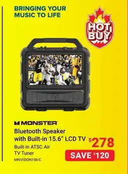 Visions Electronics MONSTER Bluetooth Speaker with Built-in 15.6 LCD TV offer