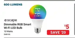 Visions Electronics e scape Dimmable RGB Smart Wi-Fi LED Bulb offer