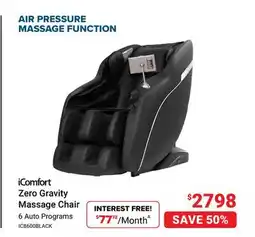 Visions Electronics iComfort Zero Gravity Massage Chair offer