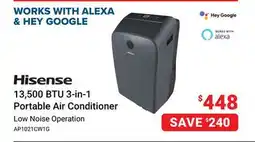 Visions Electronics Hisense 13,500 BTU 3-in-1 Portable Air Conditioner offer