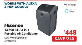 Visions Electronics Hisense 13,500 BTU 3-in-1 Portable Air Conditioner offer
