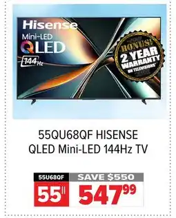 2001 Audio Video HISENSE QLED Mini-LED 144Hz TV, 55 offer