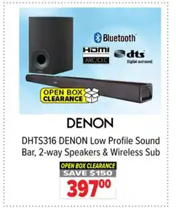 2001 Audio Video DHTS316 DENON Low Profile Sound Bar, 2-way Speakers & Wireless Sub offer