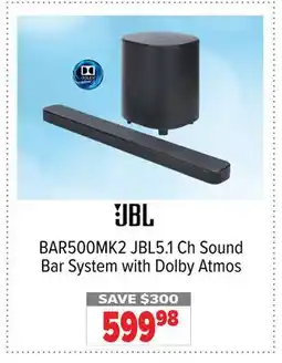 2001 Audio Video BAR500MK2 JBL5.1 Ch Sound Bar System with Dolby Atmos offer