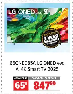 2001 Audio Video 65QNED85A LG QNED 65 evo AI 4K Smart TV 2025 offer