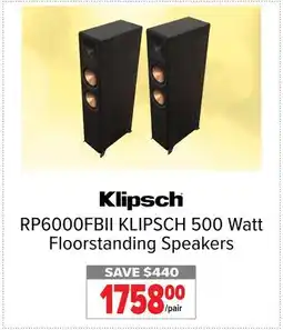 2001 Audio Video RP6000FBII KLIPSCH 500 Watt Floorstanding Speakers offer