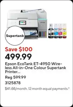 Staples Epson EcoTank ET-4950 Wireless All-in-One Colour Supertank Printer – White offer