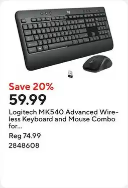 Staples Logitech MK540 Advanced Wireless Keyboard and Mouse Combo for Windows - English offer