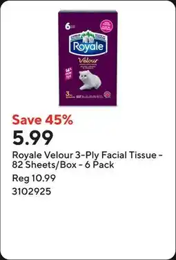 Staples Royale Velour 3-Ply Facial Tissue - 82 Sheets/Box offer