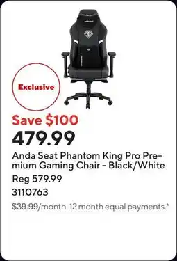 Staples Anda Seat Phantom King Pro Premium Gaming Chair - Black/White offer