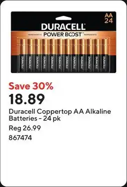 Staples Duracell Coppertop AA Alkaline Batteries offer