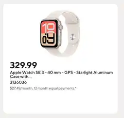 Staples Apple Watch SE 3 - 40 mm - GPS - Starlight Aluminum Case with Starlight Sport Band - S/M offer