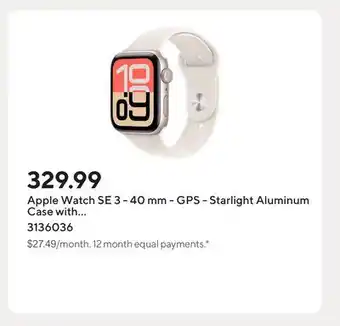 Staples Apple Watch SE 3 - 40 mm - GPS - Starlight Aluminum Case with Starlight Sport Band - S/M offer