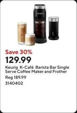 Staples Keurig K-Café Barista Bar Single Serve Coffee Maker and Frother offer