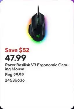 Staples Razer Basilisk V3 Ergonomic Gaming Mouse offer