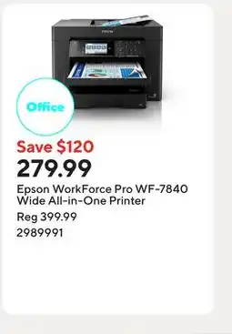 Staples Epson WorkForce Pro WF-7840 Wide All-in-One Printer offer