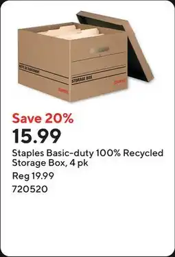 Staples Staples Basic-duty 100% Recycled Storage Box offer