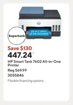 Staples HP Smart Tank 7602 All-in-One Printer offer