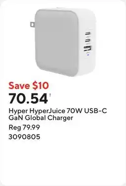 Staples Hyper HyperJuice 70W USB-C GaN Global Charger offer