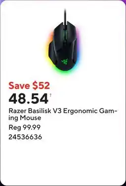 Staples Razer Basilisk V3 Ergonomic Gaming Mouse offer