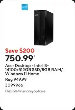 Staples Acer Desktop - Intel i3-14100/512GB SSD/8GB RAM/Windows 11 Home offer